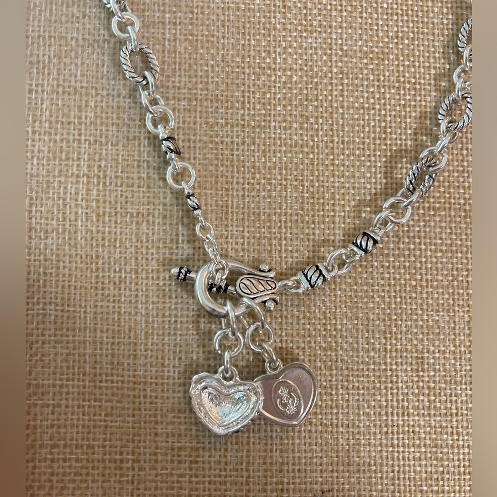 Premier Designs Ornate Necklace‎ with Dangling Heart Charms Front Toggle - Picture 6 of 8
